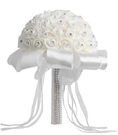 Lamdoo Rose da Sposa Artificiali da Sposa in Fiore Bouquet da Sposa per Matrimoni Decorazioni per Feste Bianche