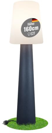 8 seasons LED Stehlampe No. 1, 160 cm (Anthrazit) - große Stehleuchte außen | wetterfest IP44, LED austauschbar, E27-Fassung, warmweißes Licht, mit Strom, Gartenlampe, Designer Lampe, In- & Outdoor