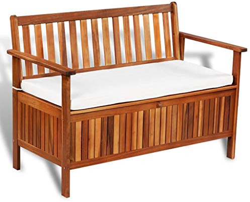 Festnight Aufbewahrungsbank Sitzbank mit Stauraum | Gartenbank Flurbank Bank aus Massives Akazienholz | Truhenbank Parkbank Holzbank 120 x 63 x 84 cm