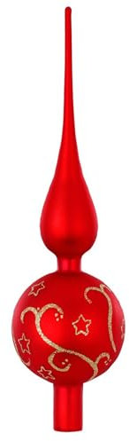 Inge-Glas Christbaumspitze Ornament Glas 32cm Ornament Baumspitze Baumschmuck Weihnachtsbaumspitze Baumspitze Geschenk Germany Spitze Farbe: rot matt
