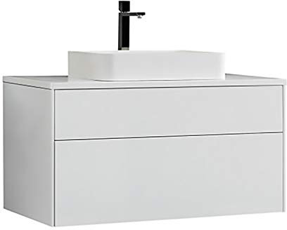 StoneArt Badmöbel Set Mineralguss Waschbecken Waschschale Aufsatzwaschbecken und Unterschrank Waschtisch Einzel- oder Doppelwaschbecken Venice VE-1000pro-5 weiß 100cm