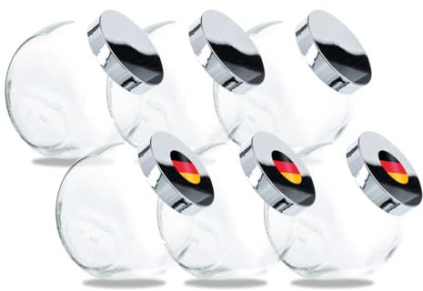 Flaschenbauer- 6X Bonbongläser 2l inklusive eines silbernen Kunststoffverschluss als Vorratsglas, zur Aufbewahrung von Kosmetikartikel oder für eine Candy Bar