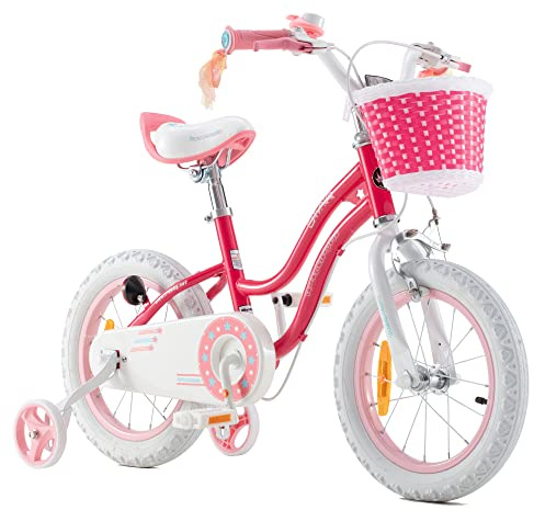 RoyalBaby Stargirl Kinderfahrrad Mädchen Fahrrad mit Stützräder Fahrrad 12 Zoll Rosa