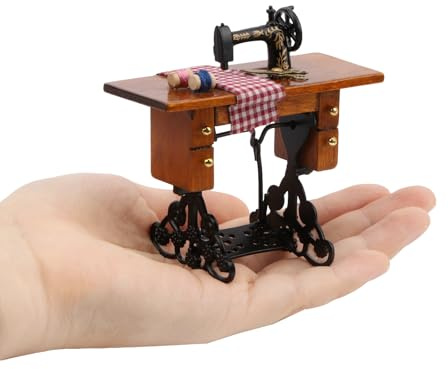 Miniature Furniture Dollhouse Accessories Sewing Machine 1:12 Scale Retro Furniture Table Decor Vintage Tailor Treadle Vintage Decoration Life Scene Ornament (A)