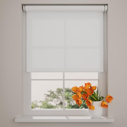 DTCH® Lichtdurchlässiges Rollo, weiß, 120 x 190 cm | Für Fenster, Sichtschutz bei Tageslicht, Wand- Decken- oder Klemmfix-Montage, Breiten bis 240 cm, kindersicher, Kettenzug