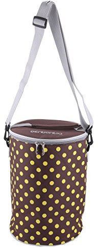 Ruilogod Reise Oxford Stoff Punkte Muster Zylinder Nahrungsmittel Getränke Kühler Beutel Lunchsack 30 x 22 cm