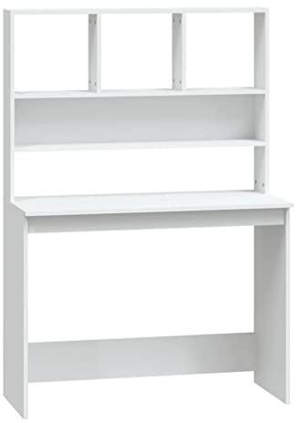 vidaXL Escritorio estantes Madera contrachapada Blanco 102x45x148 cm