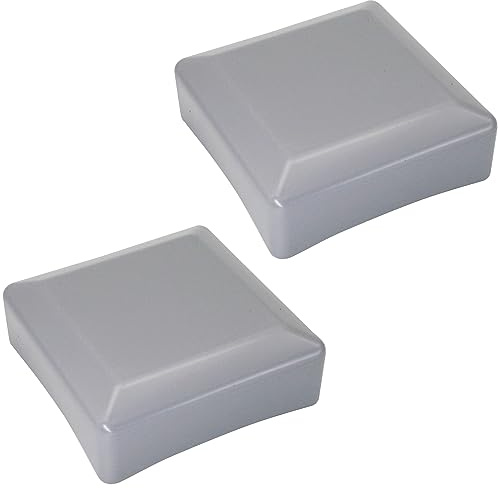 SKIR'CO (2 pcs) Fence Post Caps, Square 100 x 100 mm Grey Plastic Caps for Fence Posts, Window Grey RAL 7040 Colour