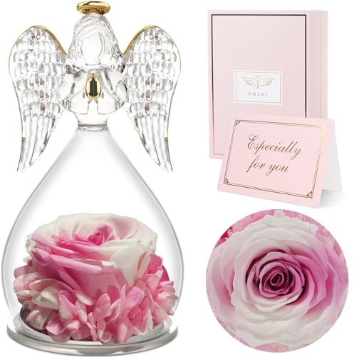 Sunia Ewige Rose Engel Geschenke für Frauen, Engel Figur Geschenke für Mama, Geburtstagsgeschenk für Frauen, Mutter Oma Geschenk, Schutzengel Rose Geschenke zum Muttertag Weihnachten Valentinstag