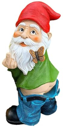GUSHE Weihnachtswichtel-Ornament, Gartenzwerg Ornament, Gartenzwerge für Außen, Gartenzwerg Mittelfinger, Frecher Gartenzwerg, Harz Gartenzwerg-Statue, Lustige Gartenzwerge, Gartendekoration (A)