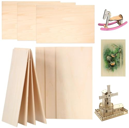MFCGHXR Paquete de 10 hojas de madera balsa, cuadrados de madera contrachapada de alta calidad de 200 x 100 x 2 mm para modelos de manualidades y proyectos de bricolaje