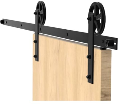 Kit de système de porte coulissante de 2,5 m - Montage mural - Rail de porte coulissante - Kit de montage - Acier massif revêtu par pulvérisation - Style loft noir - Rétro