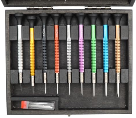 KD89 Horotec MSA01.020 (01.020-E) Set of Precision Watchmakers Screwdrivers in Aluminium and Stainless Steel Bits - Swiss Made, Red