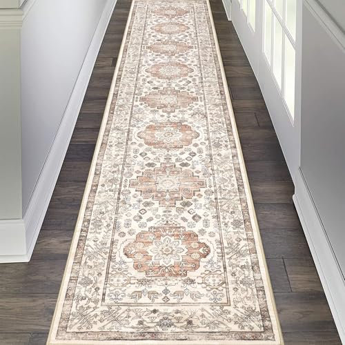 Pauwer Teppichläufer für Flur, Küche, Eingangsbereich, Waschküche, Schlafzimmer, Badezimmer, Vintage-Stil, 5 x 25 cm, Vintage-Stil, Beige