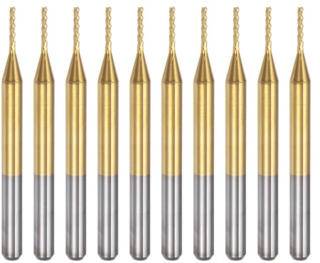 QUARKZMAN 10pz 0,9mm Fresa Carburo Titanio con Rivestimento Fresa Incisione Punte Router CNC per Macchina PCB, Attacco da 1/8
