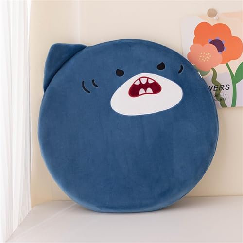 Uixxducc Sitzkissen Kinder, ø40cm Runde Stuhlkissen Memory Schaum Sitzkissen Stuhl Sitzpolster mit Abnehmbarer Bezug, Cartoon Tier Obst Bodenkissen für Home Office Auto Kinderschule (Hai)