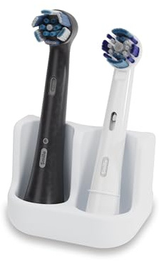 Qikfresh - Halter für 2 Aufsteckbürsten - Passend für Oral-B, iO, Philips Sonicare, Waterpik, Fairywill - Aus lebensmittelechtem Silikon (Weiß)