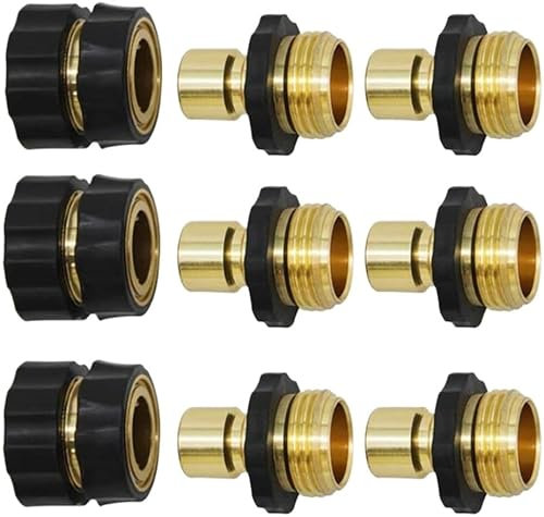 Garden Hose Attachments Hose Quick Release 3/4 Inch Garden Hose Connector, Garden Quick Connect Fittings, Male and Female Release Connector, Black+Gold