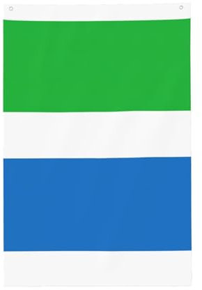 Bandera decorativa de Sierra Leona de 2 x 3 pies, bandera decorativa de jardín para decoración del hogar al aire libre, banderas de fiesta (fácil instalación)