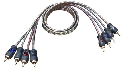 RECOIL RCI43 100% Oxygen Free Copper 4-Channel RCA Audio Cable, Twisted Pair with Noise Reduction (3ft)