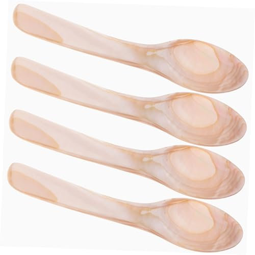 CIYODO 4piezas Cucharillas De Cáscara Naturales Pequeñas Para Café y Postres Reutilizables Para Hogar y Cafetería