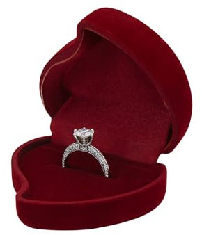 FuninCrea Porte Alliance Mariage en velours, Boite Bague à Fente Simple en Forme de Coeur, Petit Boite Alliance pour Mariage, Fiançailles, Cérémonie (Rouge)