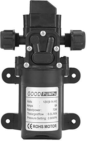 WPKD BLUEIY DC 12V Diaphragm Water Pump,Diaphragm Pump,0.9Mpa,0.1-6L/min,70W High Pressure Self Priming Water Pump,for RV Camping Shower Garden Washing Car(640g)