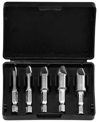 5-teiliger Bohrer for Ausdrehen beschädigter Schrauben, Schnellarbeitsstahl, doppelt, leicht herauszunehmen, seitliches Ausbohren von gebrochenen Schrauben, Entfernerbolzen(Silver)