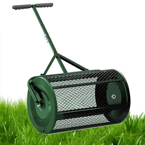 OJKJGY Spandiconcime per Prato, spandiconcime a rulli, spandiconcime Leggero, spandiconcime, per la Cura del Giardino e del Cortile, verde-32 * 60 cm