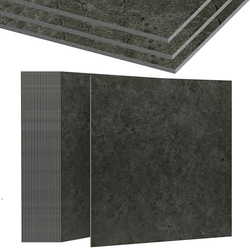 HENGMEI PVC Bodenbelag Selbstklebend Vinylboden Bodenfliesen Betonoptik Klebefliesen Boden 30cm×30cm Fliesenaufkleber Rutschfeste Venylbodenbelag für Schlafzimmer, Küche, 27 Stück, 2.51m², Model H
