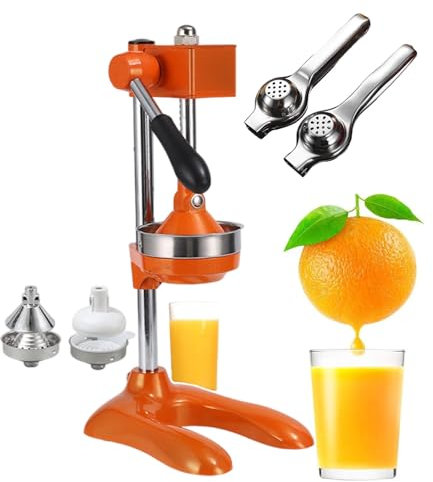 QUSYZD Spremiagrumi per agrumi Commerciali | Spremiagrumi e frantoio Professionale per agrumi con 2 stampi | Spremiagrumi Manuale in Acciaio Inox per Limoni | 3s Succo rapido e Forza unif,Orange