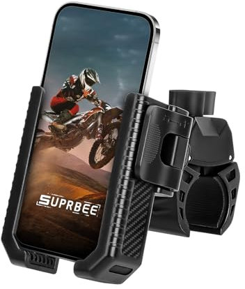 Suprbee Porta Cellulare Moto，Doppio Antivibrazione Supporto Telefono Bici 1s Sgancio Rapido, 360°Rotabile Portacellulare Universale Manubrio, Portatelefono Scooter per 4,5-7 Smartphone con Custodia