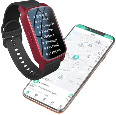 Weyot Bracciale Salvavita Anziani, Orologio GPS con Chiamata di Emergenza SOS, Impermeabile IP67, Videochiamata HD E Chiamata Vocale HD, Orologio di Rilevamento delle Cadute per Anziani,Red