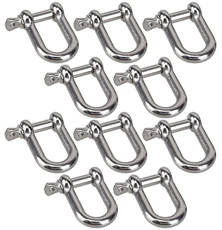 BDAYEK Grilletes Grillete Inoxidable, grillete pequeño, grillete Tipo M6 D Aparejo de párrafo Corto Acero Inoxidable 304 Ganchos de grillete de 1/4 de Pulgada Hardware de Aparejo for Barcos(10pcs)