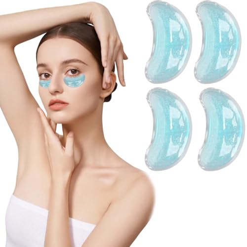 2 pares de parches de ojos reutilizables, PVC debajo de la paquete de hielo, almohadillas de enfriamiento portátiles para aliviar la fatiga, la hinchazón, el enrojecimiento, los círculos oscuros