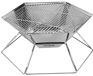 Barbecue au charbon de bois, réchaud de camping pliable et robuste, en acier inoxydable, pour le camping, la randonnée, le sac à dos, le pique-nique et