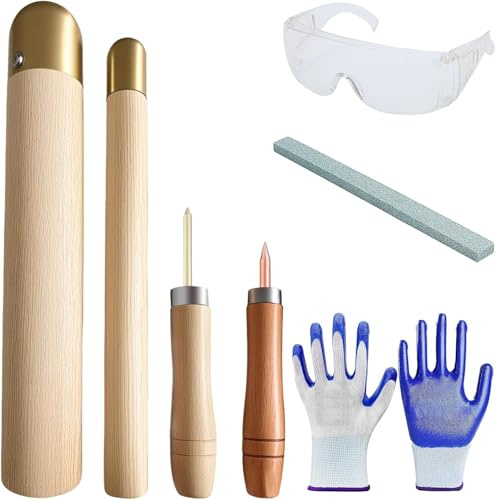 Kit de herramientas de corte de pedernal para martillo de cobre de obsidiana, incluye 2 Boppers de cobre, 2 escamas de presión, guantes de seguridad, gafas y talco para principiantes y profesionales
