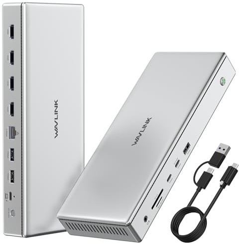 WAVLINK USB-C DisplayLink Premium Docking Station, Compatible with New MacBook Neo, Quad 4K@60Hz per M1/M2/M3 Mac & Windows, 15 in 1 Dock con caricatore da 100 W, LAN 2.5G, USB-A/C 3.2, USB-C PD 30W | 15‑in‑1 Stazione di docking:Quad 4K@60Hz,4×HDMI 2.0,USB‑C/A 10Gbps,LAN 2,5G,100W PD,Nuovo MacBook Neo,M1‑M3 Mac & Windows
