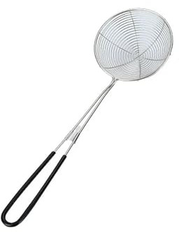 Passoire simple en acier inoxydable, pelle de drainage, bobine cryptée, convient pour une utilisation en cuisine dans les maisons et les restaurants (noir, 28,2 x 6,4 cm)