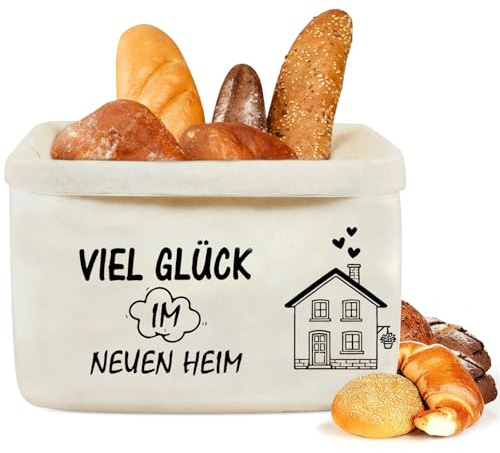 Brotkorb Einweihungsgeschenk Wohnung Geschenk zum Umzug oder Auszug Brötchenkorb Einzugsgeschenk Brottasche Geschenkidee zum Einzug Brotkorb aus Stoff Viele schöne Momente
