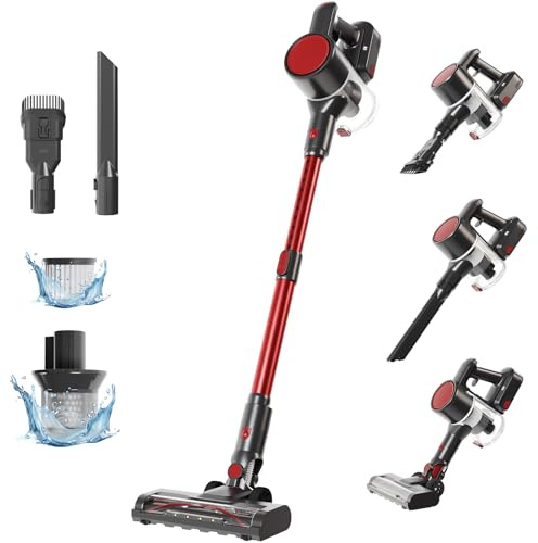 NEWBULIG Cordless Vacuum Cleaner, Lightweight Stick Vacuum for Home with Anti-Tangle and LED Lights, Powerful Rechargeable Wireless Cleaners for Hardwood Floors Carpet Pet Hair