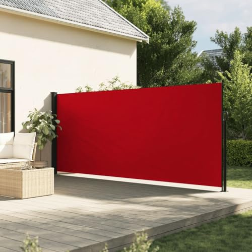 Terrazas privacidad, toldo lateral extensible, rojo, 180 x 600 cm, protección visual para balcón, piscina, terraza