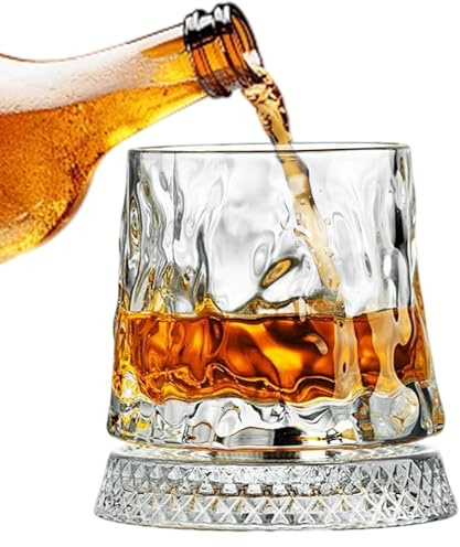 Bicchieri per Cocktail Old Fashioned | Bicchiere da Bere Trasparente con Rotazione a 360 Gradi - Calici per Whisky di Design alla,Adatti Per Uomo Papà Marito Per Feste Drink Natale Compleanno E