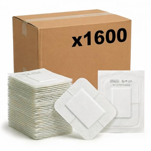 KMINA sårförband steril (2 000 stycken, 40 lådor à 50) 6 x 7 cm, fleecetyg för professionella medicinska behov | Hypoallergena, Latexfria klistermärken för kirurgiska sår, mittdyna, första hjälpen, 32 x 50 lådor