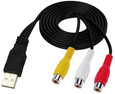 LPIQSPLK Adaptateur USB mâle femelle vers 3 RCA femelle, convertisseur Audio, câble AV vidéo, câble USB vers 2 RCA for HDTV, cordon de télévision(1.5m,USB Male 3RCA Female)