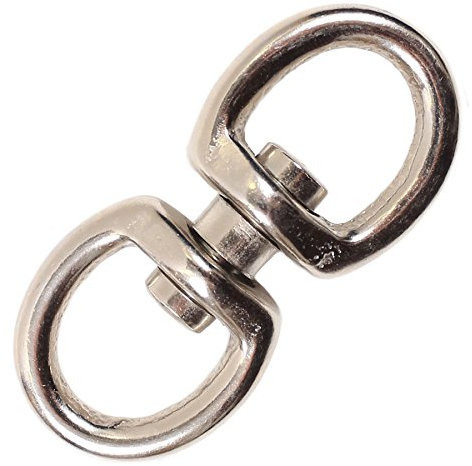 White Hinge Large Anti-Tangle Swivel Eye Hook Loop - Dog Lead/Chain Hoop Clasp
