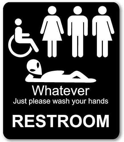 Just Please Wash Your Hands Sign - Inclusive Sign for Bathroom Door, Funny Bathroom Sign Bathroom Wall Decor - Alien Decor, Men, Womens, Handicap, Transgender Bathroom Sign, Bathroom Decor - 8.5x10