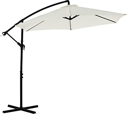Melko Ampelschirm Ø3m Sonnenschirm Beige mit LED Beleuchtung Kurbelschirm Balkonschirm Marktschirm Strandschirm Gartenschirm