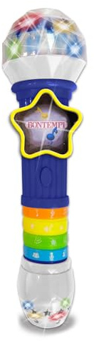 Bontempi | GlowWave Mic - Microfono Wireless con Effetti Luminosi e Sonori per Performance Magiche, 265x70x70 mm