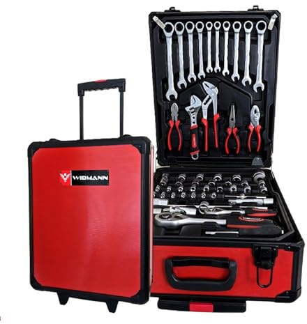 Gef-roy Caisse à outils, Widmann 254ALC, Valise de garagiste, mécanicien de 254 pièces, pinces, tournevis, clés, scie, marteau